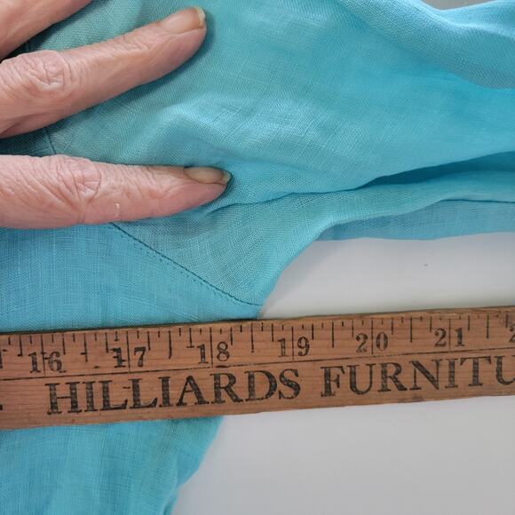 Giorgio's Linen Button Down Shirt Size M Turquoise - Picture 5 of 6